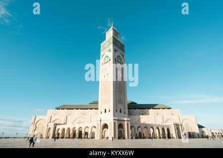 Low angle view of Mosque Hassan II against sky Stock Photo