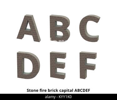 Font Stone fire brick capital 3D Stock Photo - Alamy