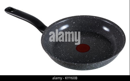 Frying pan of large size with long handle in close-up Stock Photo