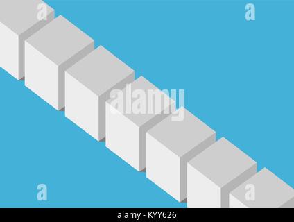 Flat design vector illustration of 3D boxes or blocks. Concept for blockchain technology Stock Vector