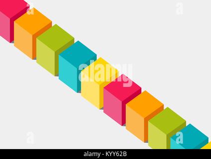 Flat design vector illustration of 3-dimensional colorful boxes or blocks. Concept for blockchain or diversity Stock Vector