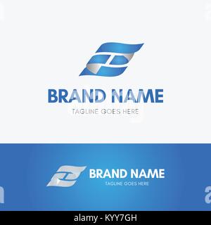 Abstract Letter E Wave Logo with simple blue gradient Stock Vector