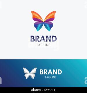 Butterfly Ribbon logo template icon symbol with vibrant color Stock Vector