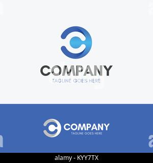 Letter C Modern Logo template icon symbol blue gradient with negative space Stock Vector