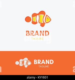 Clown fish Logo template element symbol with orange and yellow color Stock Vector