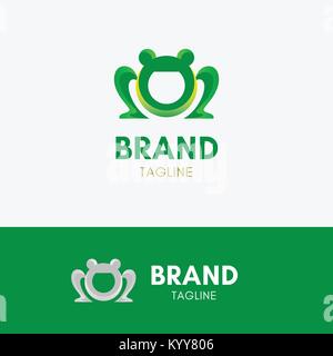 Frog Logo template element symbol with green shiny color Stock Vector