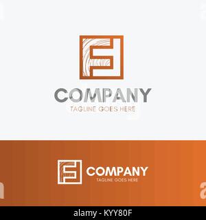 Furniture Logo template element symbol negative space with wood illustration Stock Vector