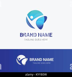 Healthy Life Logo template element symbol illustration in blue gradient color Stock Vector