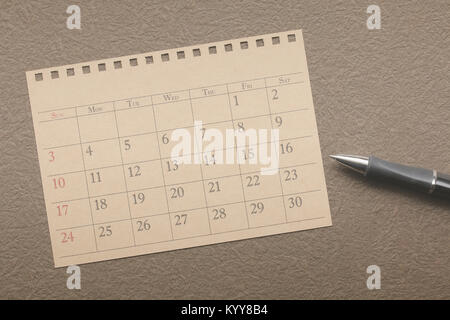 calendar planner or schedule arrangement on vintage paper background Stock Photo