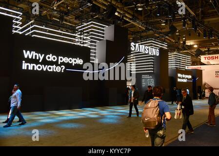 Samsung booth display at CES (Consumer Electronics Show), the world’s largest trade show, in Las Vegas, USA