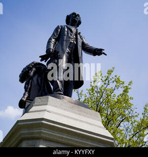 Low angle view of Sir John Macdonald statue at Queens Park, Toronto, Ontario, Canada Stock Photo