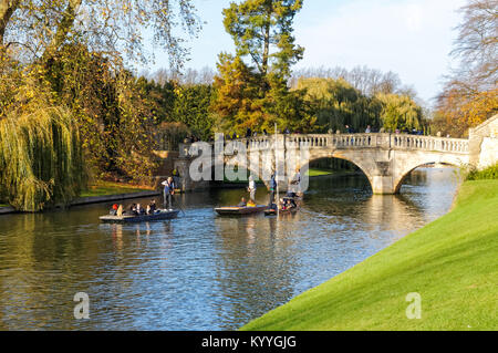 Clare Bridge over the river Cam in autumn, Cambridge Cambridgeshire England United Kingdom UK Stock Photo