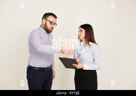 Coaching tasking boss and woman Stock Photo