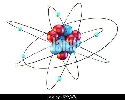 Carbon atom showing six electrons orbiting six protons and six Stock ...