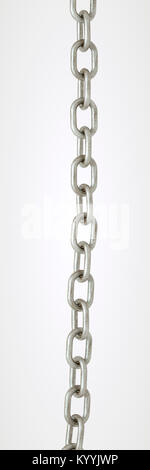 Straight length of galvanised metal chain on a white background Stock Photo