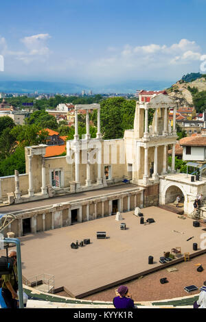 The Roman Theatre, an ancient amphitheatre now used for concerts, Old Town, Plovdiv, Bulgaria, Europe Stock Photo