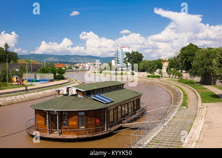 Porto Bello Boat Cafe on the river Nisava in Nis, Serbia, Europe Stock Photo