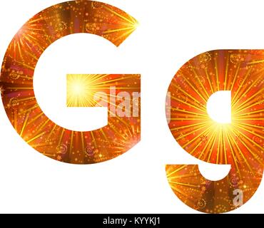 Set of letters, firework, G Stock Vector