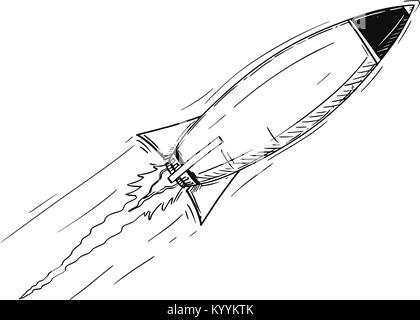 Cartoon of Flying Rocket Stock Vector