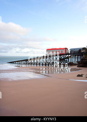 Old and new Lifeboat Stations at Tenby, Pembrokeshire, Wales, UK Stock Photo