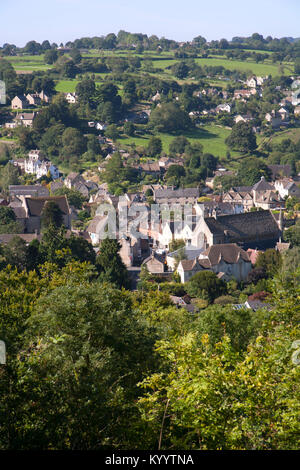 View over Nailsworth valleys on the edge of the Cotswold Hills, Gloucestershire, UK Stock Photo