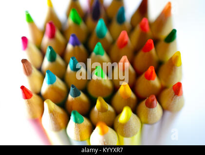 Colored Pencil tips horizontal close up Stock Photo