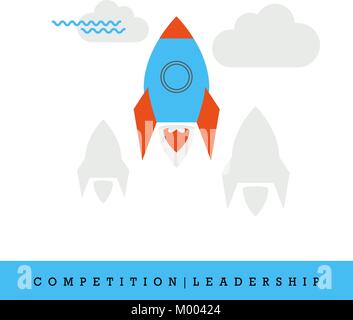 Competition, Startup, Leadership Flat Style and Thin Line Icon, Vector Illustration Stock Vector