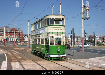 Historic Standard Car tram no.147 at Blackpool Tramway - Blackpool, Lancashire, United Kingdom - 27th June 2010 Stock Photo