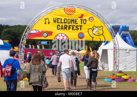 The entrance to Carfest North in the grounds of Bolesworth Castle, Cheshire, UK. Stock Photo