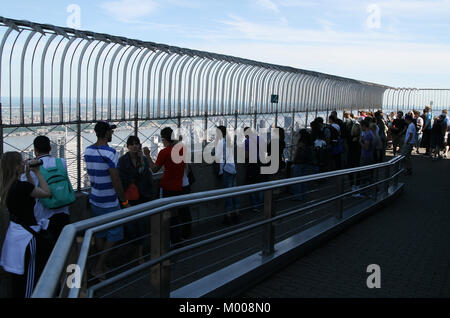 86th floor Observation deck full of tourists on The Empire State Building, New York State, USA Stock Photo