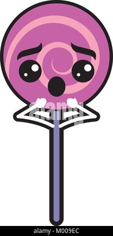 cartoon round lollipop swirl kawaii character Stock Vector