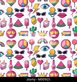 Seamless pattern with cute trendy teen girls . 1637376 Vector Art