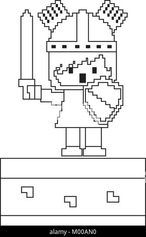 pixel character knight video game Stock Vector