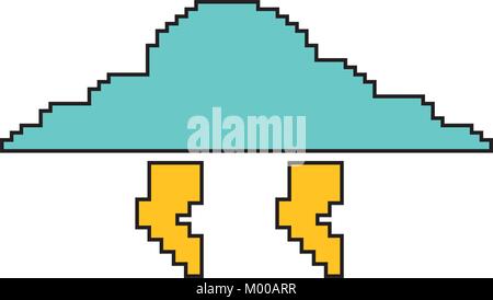 pixelated cloud and thunderbolt weather storm Stock Vector