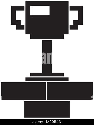 pixel trophy prize game brick wall Stock Vector