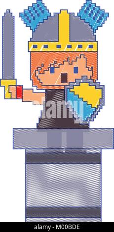 pixel character knight game interface level Stock Vector
