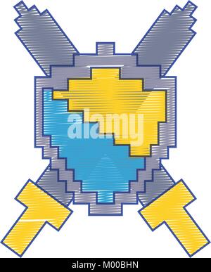 pixelated shield and swords video game Stock Vector Image & Art - Alamy
