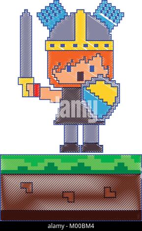 pixel character knight video game Stock Vector Image & Art - Alamy