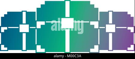 three wooden pixelated chest treasure game Stock Vector