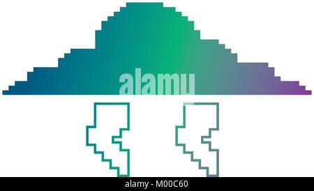pixelated cloud and thunderbolt weather storm Stock Vector