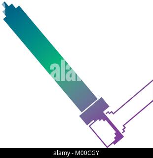 pixelated hand holding sword weapon video game Stock Vector