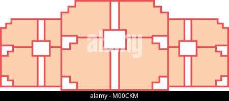 three wooden pixelated chest treasure game Stock Vector