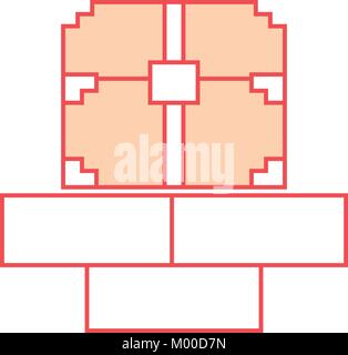 pixelated video game treasure chest Stock Vector
