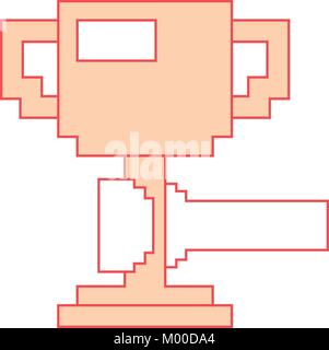 pixelated hand holding trophy cup game Stock Vector
