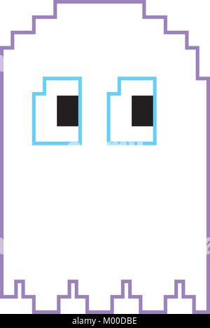 pixelated ghost monster arcade game icon Stock Vector