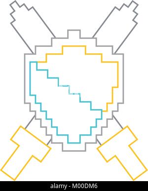 pixelated shield and swords video game Stock Vector Image & Art - Alamy