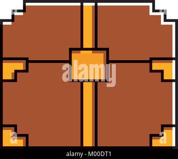 pixelated video game treasure chest fortune Stock Vector