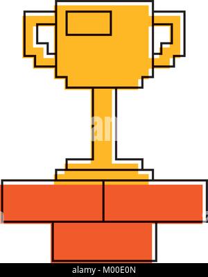 pixel trophy prize game brick wall Stock Vector