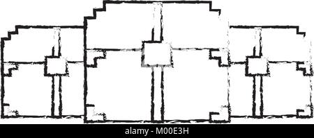 three wooden pixelated chest treasure game Stock Vector