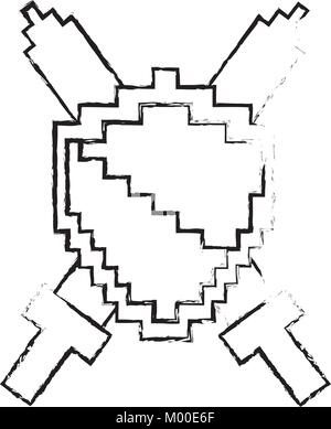 pixelated shield and swords video game Stock Vector Image & Art - Alamy